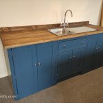 BS102 Sink/appliance Unit Painted In Stiffkey Blue With Chrome Hinges And Knobs.