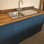 BS102 Sink/appliance Unit Painted In Stiffkey Blue With Chrome Hinges And Knobs.