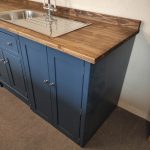 BS102 Sink/appliance Unit Painted In Stiffkey Blue With Chrome Hinges And Knobs.