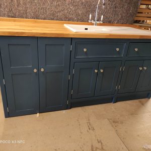 BS97 Sink/Appliance Unit, Painted in ‘Stiffkey Blue’ with Chrome Hinges and Knobs