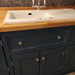 BS97 Sink/Appliance Unit, Painted in ‘Stiffkey Blue’ with Chrome Hinges and Knobs