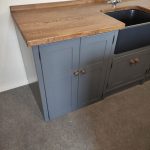 BS96 Sink Appliance Unit With Black Belfast Sink And Stained Oak Worktop