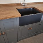 BS96 Sink Appliance Unit With Black Belfast Sink And Stained Oak Worktop