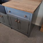 BS96 Sink Appliance Unit With Black Belfast Sink And Stained Oak Worktop