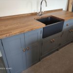 BS96 Sink Appliance Unit With Black Belfast Sink And Stained Oak Worktop