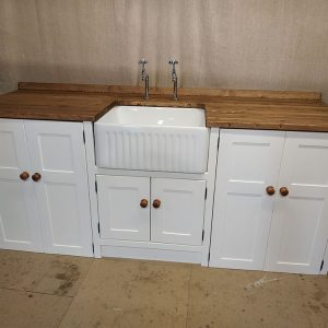 BS118 Double appliance unit with piecrust sink and chrome bib taps