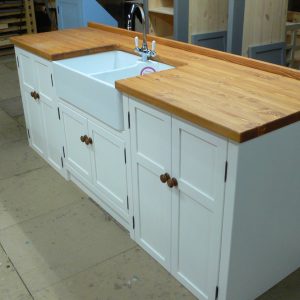 BS67 Double Butler Sink And Appliance Unit, With 40mm Oak Worktop £1925.00-Ready To Paint In Your Colour Choice