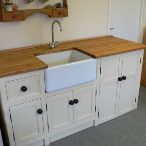 Belfast sink unit with freestanding appliance cupboard-choose your own colour