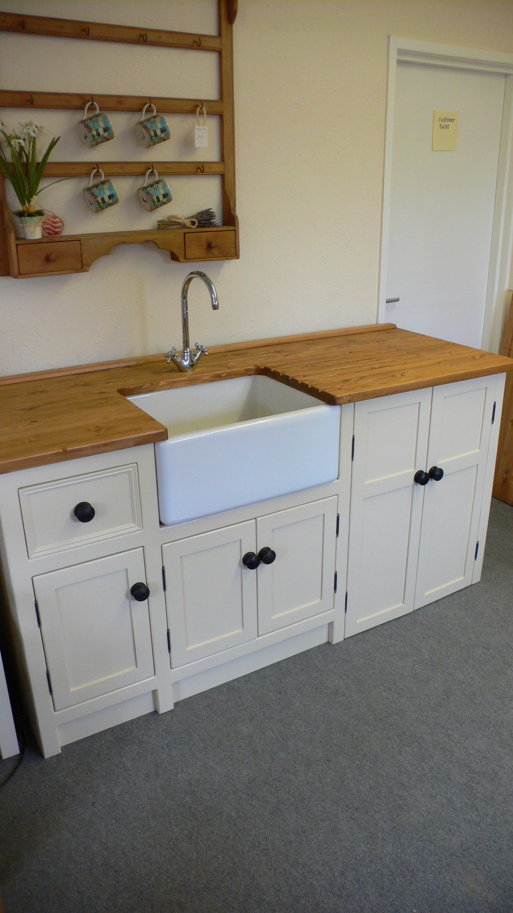 Belfast sink unit with freestanding appliance cupboard-choose your own colour