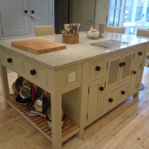 T14 Kitchen Island Unit with Hidden Microwave Cupboard