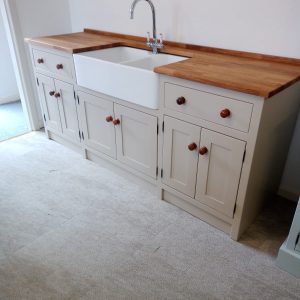 Solid Hardwood Double Belfast Sink Unit with 25mm Oak worktop *In Stock*