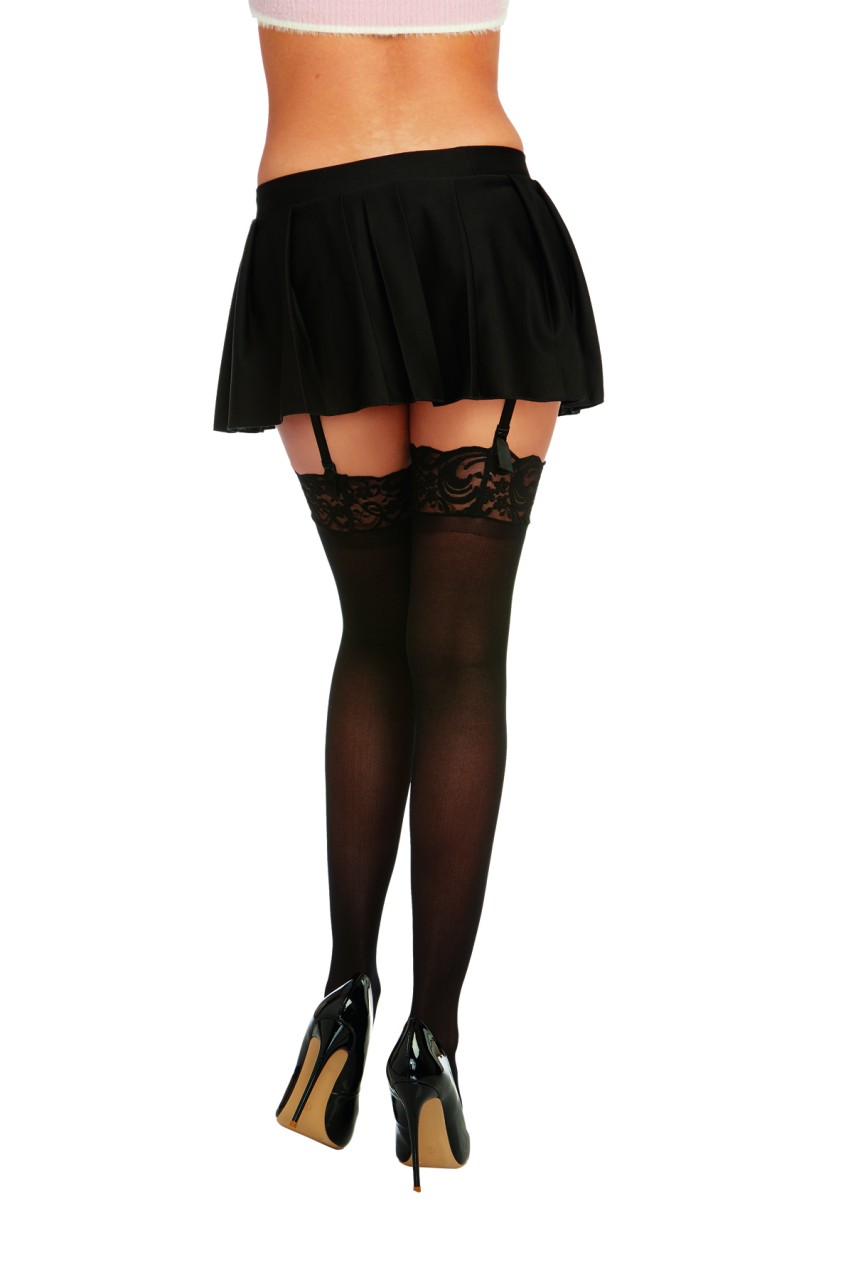 Dreamgirl - Dreamgirl Women's Sheer Nylon Thigh High Stockings with Lace Top - DG0002