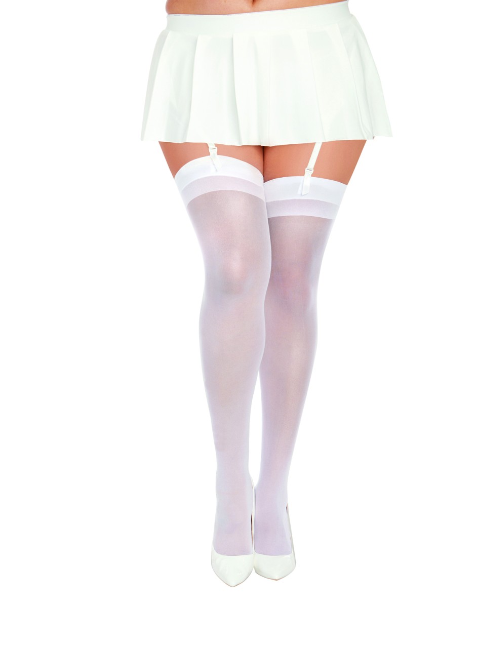 Dreamgirl - Dreamgirl Women's Plus Size Sheer Thigh High Stockings with Plain Top and Back Seam - DG0007X - Image 4