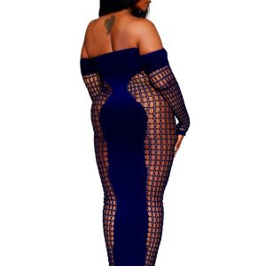 Dreamgirl - Dreamgirl Plus Size Seamless Bodystocking Gown with Removable Gold Halter Chain  - DG0486X