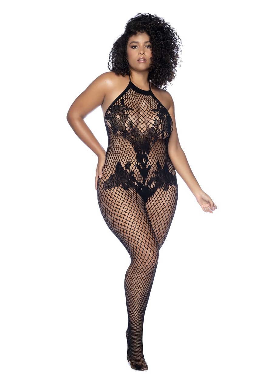 Mapale - Halter And Crotchless Floral Bodystocking - MAP1116X - Image 4