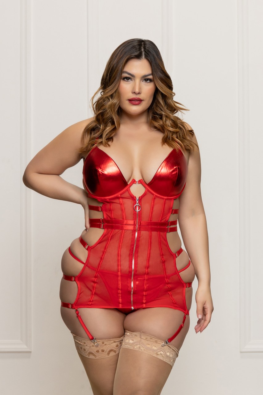 Seven til Midnight - Two piece chemise set. Lame' and mesh chemise with underwire - STM11719X - Image 2