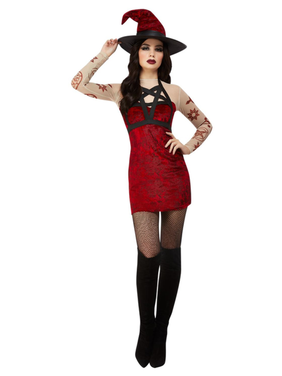 Fever Satanic Witch Costume, Red - FV11956