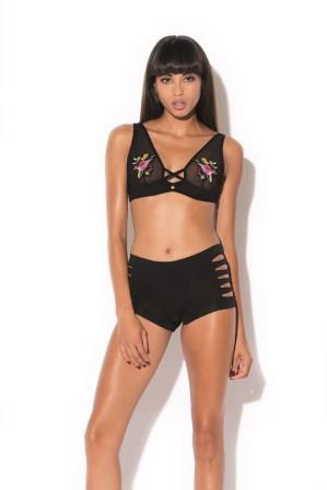 2026-BLAC-F_Edit__69153_zoom Floral Applique Mesh Bralette And Criss Cross Front. - HAU2026