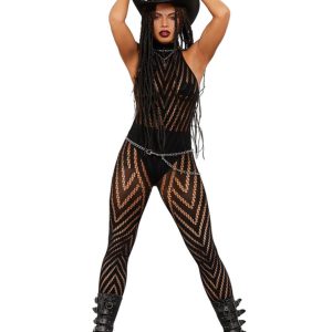 20795_A1__36008_zoom Fever Sleeveless V Striped Bodystocking - FV20795