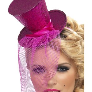 21194__60223_zoom Fever Mini Top Hat on Headband, Hot Pink - FV21194