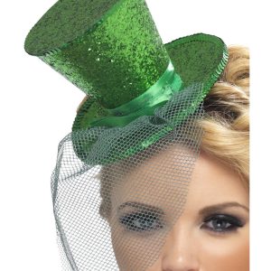 21296__19314_zoom Fever Mini Top Hat on Headband, Green - FV21296
