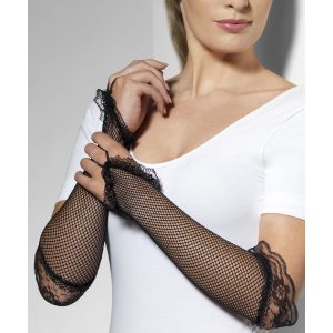 22550__77934_zoom Fingerless Fishnet Gloves Black, Black - FV22550