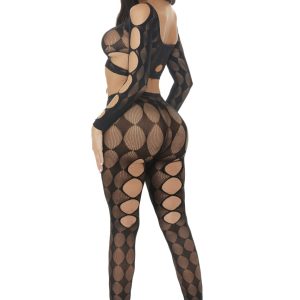 23119-BLK-BACK__88371_zoom Pink Lipstick - Tongue Twisted Crop Top & Leggings 2PC Set - PL23119