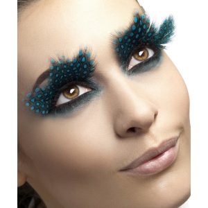 24234__86903_zoom Eyelashes, Large Feather with Aqua Dots, Black - FV24234