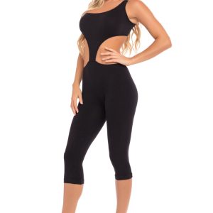 27035-BLK__60062_zoom One Shoulder Cropped Catsuit - PL27035