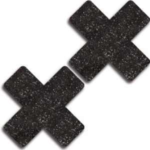 31509-BLAC-F__97127_zoom Set of glitter cross pasties. - GL31509