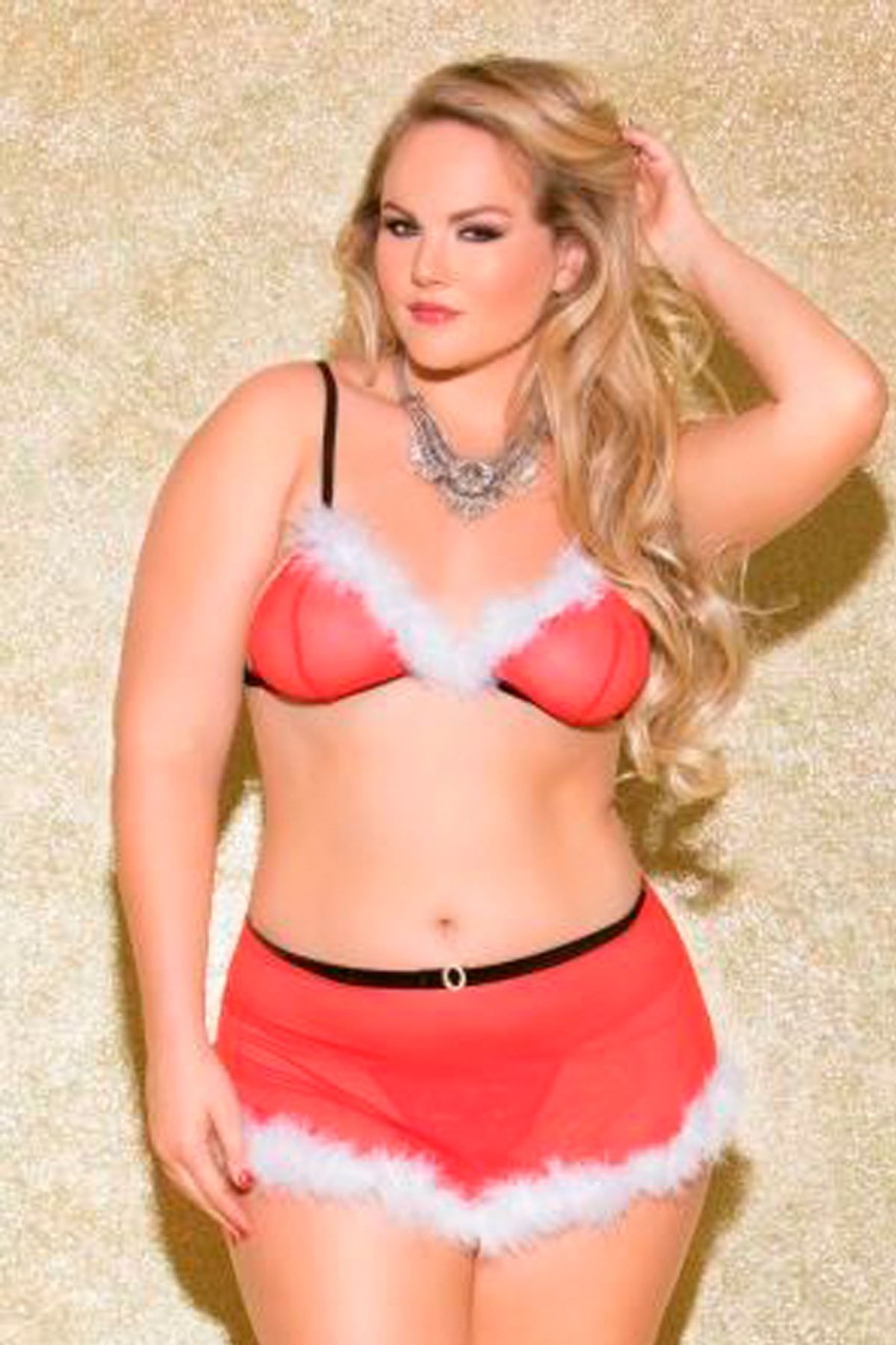 Santa 2Pc W/Faux Feather Trim - GL34012X - Image 2
