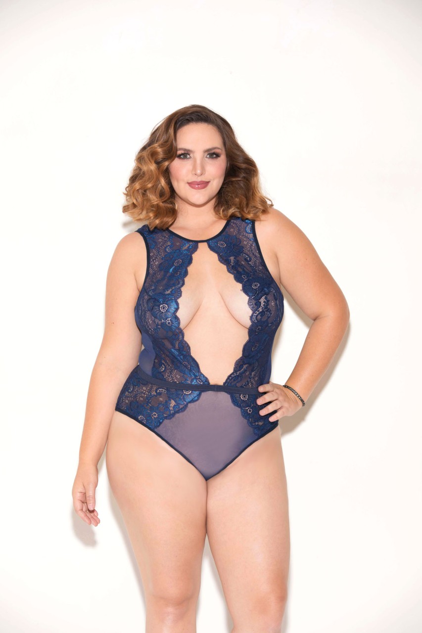 Two Toned No Cup Lace Teddy - GL35065X - Image 3