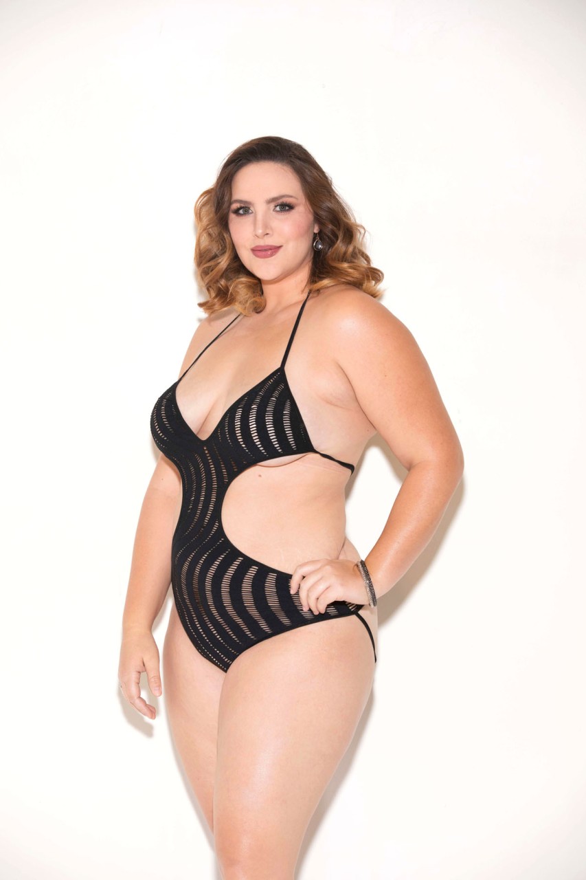 Knit Halter Teddy W/ Swirl Pattern - GL35070X