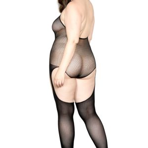 37540X-BLAC-B__31848_zoom Hosiery Bodystocking W/ Crisscross Detail - GL37540X