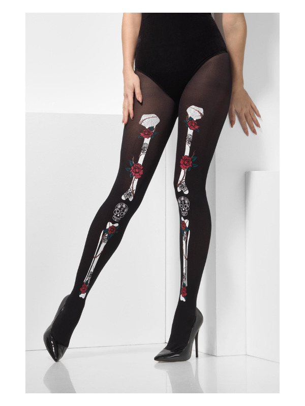 Opaque Day of the Dead Tights, Black - FV43101 - Image 2