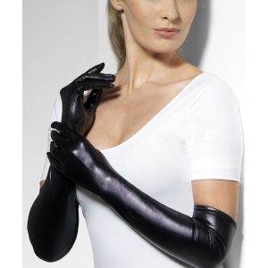 44039__20108_zoom Gloves, Wet Look, Black - FV44039