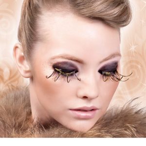 496_edit__67533_zoom Brown-Gold Feather Eyelashes - BE496