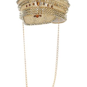 53019__14516_zoom Fever Deluxe Sequin Studded Captains Hat, Gold - FV53019