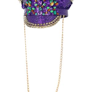 53023__24421_zoom Fever Deluxe Sequin Studded Captains Hat, Purple - FV53023