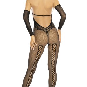 7102-BLK_B__64739_zoom Rene Rofe - Laced With You 2Pc Bodystocking - RR7102