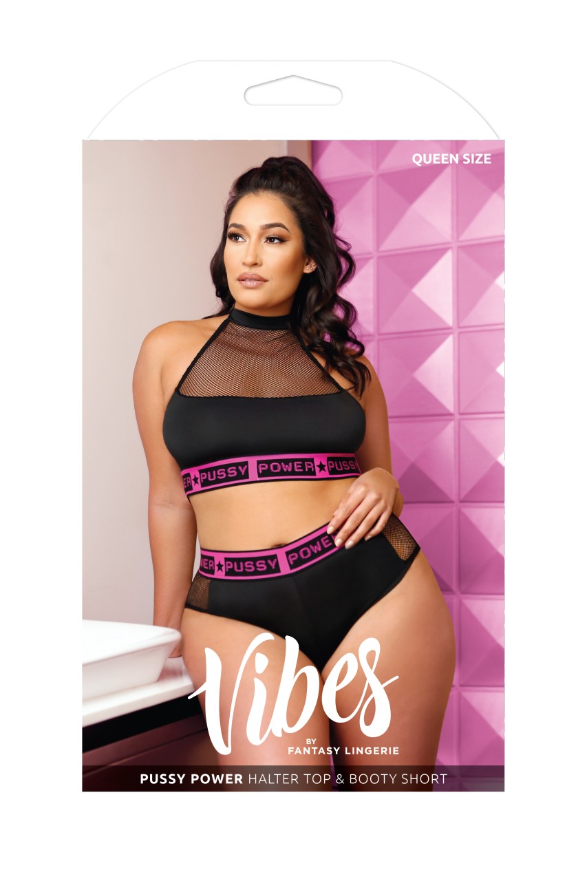 Pussy Power Halter Top & Booty Short - FL-AF947X - Image 2