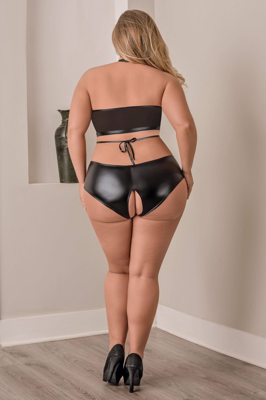 Halter Bra & Crotchless Panty Set - MSB574