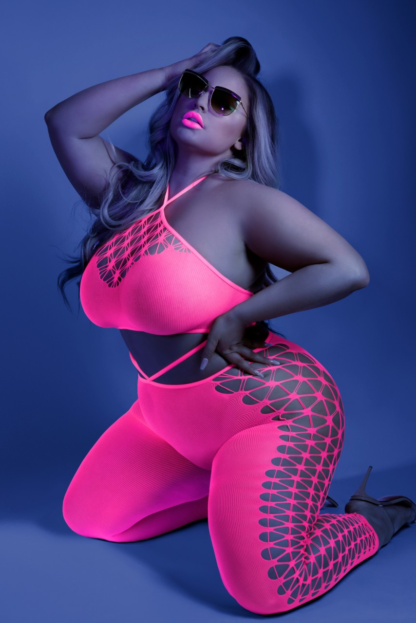 Own The Night Cropped Cutout Halter Bodystocking - FL-GL2109X - Image 3