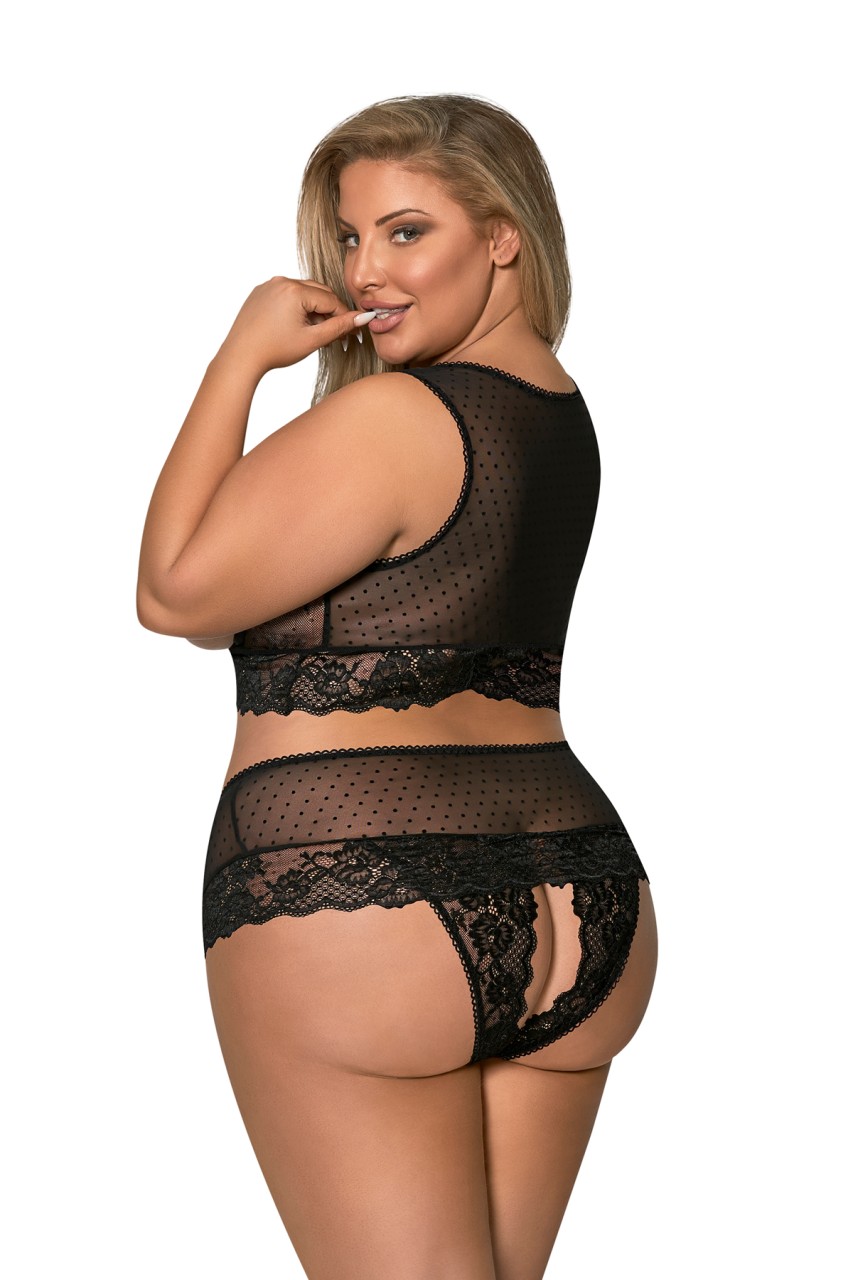 Open Cup High Neck Bra & Split Crotch Skirt Panty - MSM271 - Image 3