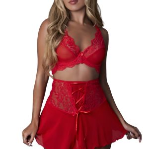 Exposed - Exposed Bralette, Cincher Skirt & Thong Set - MSM397
