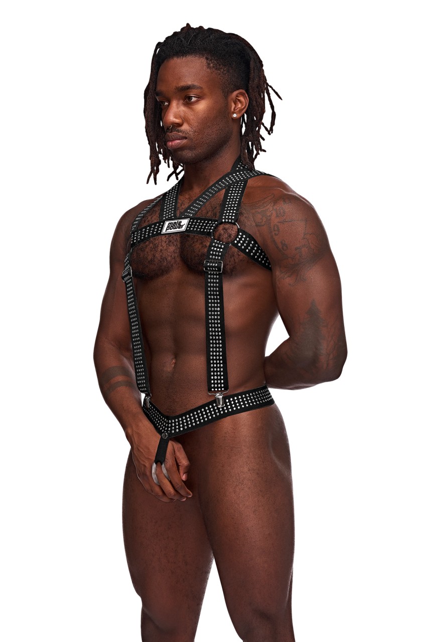 Elastic Studded Harness with Ring - MPPAK892