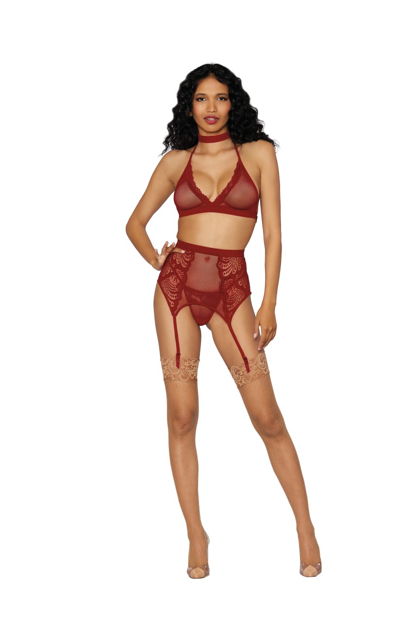 Dreamgirl - Dreamgirl Women's Fishnet and Lace Four-Piece Set - DG11776 - Image 4