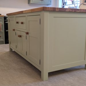 Shop Island with seating space- with pullout shelf and 40mm oak upgrade